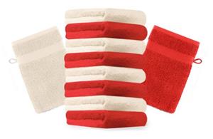 Betz Waschhandschuh »0 Stück Waschhandschuhe Premium 100% Baumwolle Waschlappen Set 16x21 cm Farbe rot und beige«