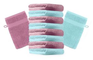 Betz Waschhandschuh »10 Stück Waschhandschuhe Premium 100% Baumwolle Waschlappen Set 16x21 cm Farbe altrosa und türkis« (10-tlg)