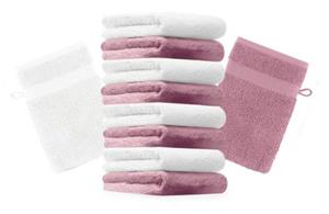 Betz Waschhandschuh »10 Stück Waschhandschuhe Premium 100% Baumwolle Waschlappen Set 16x21 cm Farbe Altrosa und weiß« (10-tlg)
