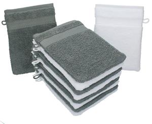 Betz Waschhandschuh »10 Stück Waschhandschuhe Premium 100% Baumwolle Waschlappen Set 16x21 cm Farbe anthrazit und weiß« (10-tlg)