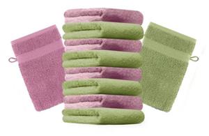 Betz Waschhandschuh »10 Stück Waschhandschuhe Premium 100% Baumwolle Waschlappen Set 16x21 cm Farbe apfelgrün und altrosa« (10-tlg)