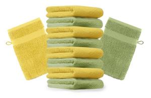 Betz Waschhandschuh »10 Stück Waschhandschuhe Premium 100% Baumwolle Waschlappen Set 16x21 cm Farbe apfelgrün und gelb« (10-tlg)