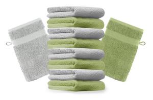 Betz Waschhandschuh »10 Stück Waschhandschuhe Premium 100% Baumwolle Waschlappen Set 16x21 cm Farbe apfelgrün und Silbergrau« (10-tlg)