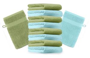 Betz Waschhandschuh »10 Stück Waschhandschuhe Premium 100% Baumwolle Waschlappen Set 16x21 cm Farbe apfelgrün und türkis« (10-tlg)