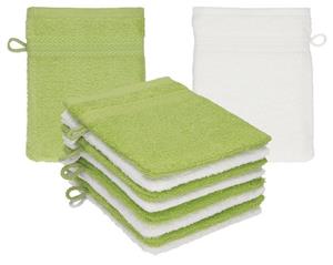 Betz Waschhandschuh »10 Stück Waschhandschuhe Premium 100% Baumwolle Waschlappen Set 16x21 cm Farbe avocadogrün - weiß« (10-tlg)