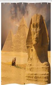 Abakuhaus Duschvorhang »Badezimmer Deko Set aus Stoff mit Haken« Breite 120 cm, Höhe 180 cm, ägyptisch Sphinx Old Face