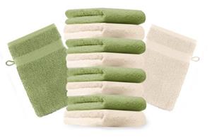Betz Waschhandschuh »10 Stück Waschhandschuhe Premium 100% Baumwolle Waschlappen Set 16x21 cm Farbe beige und apfelgrün« (10-tlg)