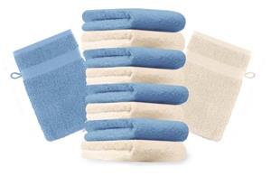Betz Waschhandschuh »10 Stück Waschhandschuhe Premium 100% Baumwolle Waschlappen Set 16x21 cm Farbe beige und hellblau« (10-tlg)