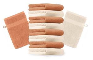 Betz Waschhandschuh »10 Stück Waschhandschuhe Premium 100% Baumwolle Waschlappen Set 16x21 cm Farbe beige und orange« (10-tlg)