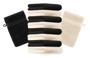 Betz Waschhandschuh »10 Stück Waschhandschuhe Premium 100% Baumwolle Waschlappen Set 16x21 cm Farbe beige und schwarz« (10-tlg)