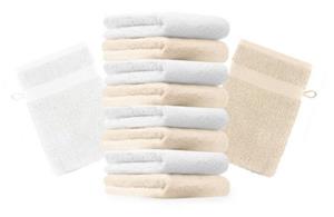 Betz Waschhandschuh »10 Stück Waschhandschuhe Premium 100% Baumwolle Waschlappen Set 16x21 cm Farbe beige und weiß« (10, 10-tlg)