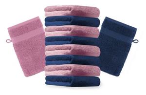 Betz Waschhandschuh »10 Stück Waschhandschuhe Premium 100% Baumwolle Waschlappen Set 16x21 cm Farbe dunkelblau und Altrosa« (10-tlg)
