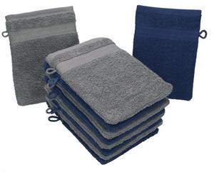 Betz Waschhandschuh »10 Stück Waschhandschuhe Premium 100% Baumwolle Waschlappen Set 16x21 cm Farbe dunkelblau und anthrazit« (10-tlg)