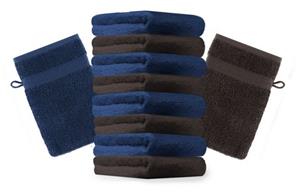 Betz Waschhandschuh »10 Stück Waschhandschuhe Premium 100% Baumwolle Waschlappen Set 16x21 cm Farbe dunkelblau und Dunkelbraun« (10-tlg)