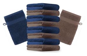 Betz Waschhandschuh »10 Stück Waschhandschuhe Premium 100% Baumwolle Waschlappen Set 16x21 cm Farbe dunkelblau und nussbraun« (10-tlg)