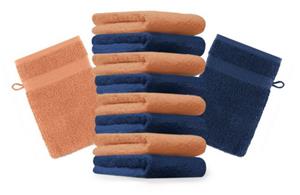 Betz Waschhandschuh »10 Stück Waschhandschuhe Premium 100% Baumwolle Waschlappen Set 16x21 cm Farbe dunkelblau und orange«