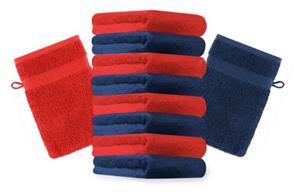 Betz Waschhandschuh »10 Stück Waschhandschuhe Premium 100% Baumwolle Waschlappen Set 16x21 cm Farbe dunkelblau und rot« (10-tlg)