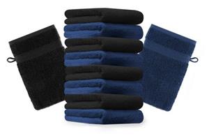 Betz Waschhandschuh »10 Stück Waschhandschuhe Premium 100% Baumwolle Waschlappen Set 16x21 cm Farbe dunkelblau und schwarz« (10-tlg)