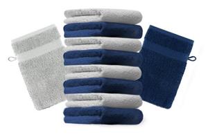 Betz Waschhandschuh »10 Stück Waschhandschuhe Premium 100% Baumwolle Waschlappen Set 16x21 cm Farbe dunkelblau und silbergrau« (10-tlg)