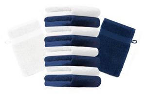 Betz Waschhandschuh »10 Stück Waschhandschuhe Premium 100% Baumwolle Waschlappen Set 16x21 cm Farbe dunkelblau und weiß«