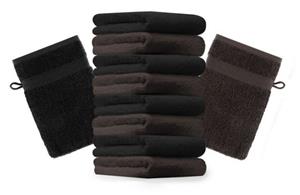 Betz Waschhandschuh »10 Stück Waschhandschuhe Premium 100% Baumwolle Waschlappen Set 16x21 cm Farbe dunkelbraun und schwarz« (10-tlg)