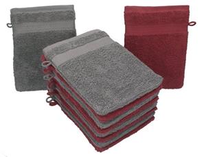 Betz Waschhandschuh »10 Stück Waschhandschuhe Premium 100% Baumwolle Waschlappen Set 16x21 cm Farbe dunkelrot und anthrazit« (10-tlg)