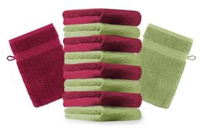 Betz Waschhandschuh »10 Stück Waschhandschuhe Premium 100% Baumwolle Waschlappen Set 16x21 cm Farbe dunkelrot und apfelgrün« (10-tlg)