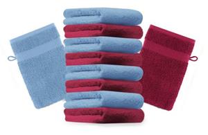 Betz Waschhandschuh »10 Stück Waschhandschuhe Premium 100% Baumwolle Waschlappen Set 16x21 cm Farbe dunkelrot und hellblau« (10-tlg)