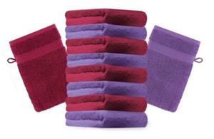 Betz Waschhandschuh »10 Stück Waschhandschuhe Premium 100% Baumwolle Waschlappen Set 16x21 cm Farbe dunkelrot und lila« (10-tlg)