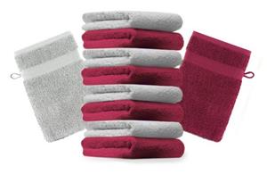 Betz Waschhandschuh »10 Stück Waschhandschuhe Premium 100% Baumwolle Waschlappen Set 16x21 cm Farbe dunkelrot und silbergrau« (10-tlg)