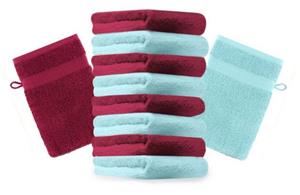 Betz Waschhandschuh »10 Stück Waschhandschuhe Premium 100% Baumwolle Waschlappen Set 16x21 cm Farbe dunkelrot und türkis« (10-tlg)
