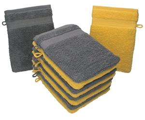 Betz Waschhandschuh »10 Stück Waschhandschuhe Premium 100% Baumwolle Waschlappen Set 16x21 cm Farbe gelb und anthrazit« (10-tlg)