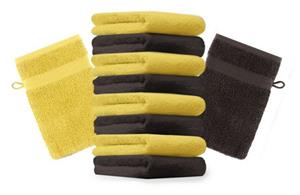 Betz Waschhandschuh »10 Stück Waschhandschuhe Premium 100% Baumwolle Waschlappen Set 16x21 cm Farbe gelb und Dunkelbraun« (10-tlg)