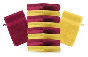 Betz Waschhandschuh »10 Stück Waschhandschuhe Premium 100% Baumwolle Waschlappen Set 16x21 cm Farbe gelb und dunkelrot« (10-tlg)