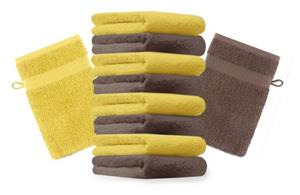 Betz Waschhandschuh »10 Stück Waschhandschuhe Premium 100% Baumwolle Waschlappen Set 16x21 cm Farbe gelb und nussbraun« (10-tlg)