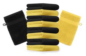 Betz Waschhandschuh »10 Stück Waschhandschuhe Premium 100% Baumwolle Waschlappen Set 16x21 cm Farbe gelb und schwarz« (10-tlg)