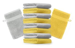 Betz Waschhandschuh »10 Stück Waschhandschuhe Premium 100% Baumwolle Waschlappen Set 16x21 cm Farbe gelb und Silbergrau« (10-tlg)