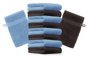 Betz Waschhandschuh »10 Stück Waschhandschuhe Premium 100% Baumwolle Waschlappen Set 16x21 cm Farbe hellblau und Dunkelbraun« (10-tlg)
