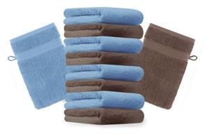 Betz Waschhandschuh »10 Stück Waschhandschuhe Premium 100% Baumwolle Waschlappen Set 16x21 cm Farbe hellblau und nussbraun« (10-tlg)