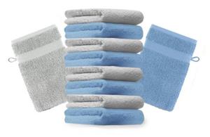 Betz Waschhandschuh »10 Stück Waschhandschuhe Premium 100% Baumwolle Waschlappen Set 16x21 cm Farbe hellblau und Silbergrau« (10-tlg)