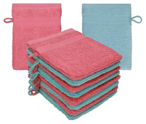 Betz Waschhandschuh »10 Stück Waschhandschuhe Premium 100% Baumwolle Waschlappen Set 16x21 cm Farbe Himbeere - Ocean« (10-tlg)