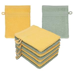 Betz Waschhandschuh »10 Stück Waschhandschuhe Premium 100% Baumwolle Waschlappen Set 16x21 cm Farbe honiggelb - heugrün«