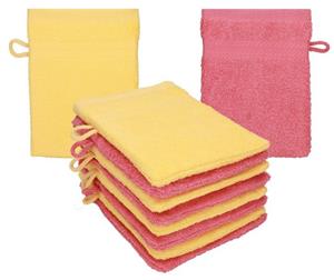 Betz Waschhandschuh »10 Stück Waschhandschuhe Premium 100% Baumwolle Waschlappen Set 16x21 cm Farbe honiggelb - Himbeere«