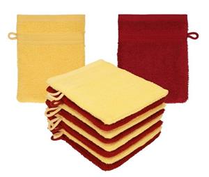 Betz Waschhandschuh »10 Stück Waschhandschuhe Premium 100% Baumwolle Waschlappen Set 16x21 cm Farbe honiggelb - rubinrot«