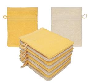 Betz Waschhandschuh »10 Stück Waschhandschuhe Premium 100% Baumwolle Waschlappen Set 16x21 cm Farbe honiggelb - Sand«