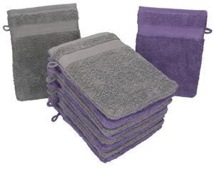 Betz Waschhandschuh »10 Stück Waschhandschuhe Premium 100% Baumwolle Waschlappen Set 16x21 cm Farbe lila und anthrazit«