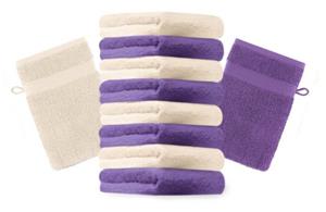 Betz Waschhandschuh »10 Stück Waschhandschuhe Premium 100% Baumwolle Waschlappen Set 16x21 cm Farbe lila und beige«
