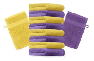 Betz Waschhandschuh »10 Stück Waschhandschuhe Premium 100% Baumwolle Waschlappen Set 16x21 cm Farbe lila und gelb«