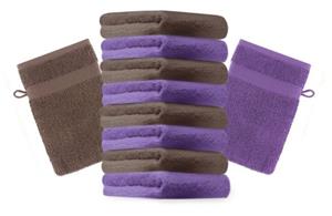 Betz Waschhandschuh »10 Stück Waschhandschuhe Premium 100% Baumwolle Waschlappen Set 16x21 cm Farbe lila und nussbraun«