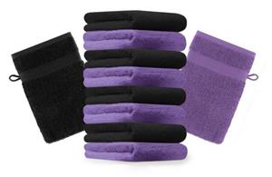 Betz Waschhandschuh »10 Stück Waschhandschuhe Premium 100% Baumwolle Waschlappen Set 16x21 cm Farbe lila und schwarz«
